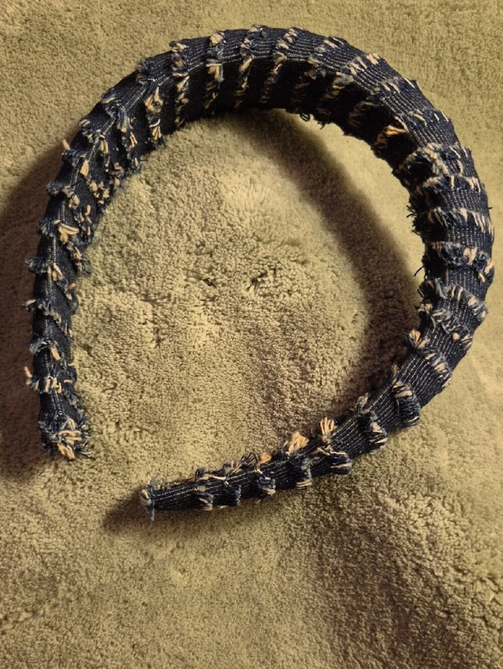 Denim Textured Knot Headband - Dark Blue